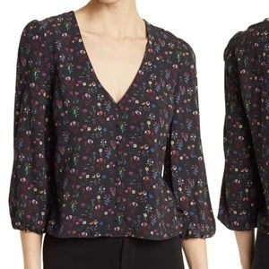 Marine Layer Stacy Floral Patterned Print Button-Front Blouse